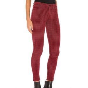 Hudson Barbara Super Skinny Black & Red Houndstooth Skinny Jeans - 24